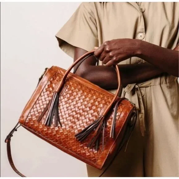 Noonday collection Monterrey leather basket weave bag - Picture 2 of 13